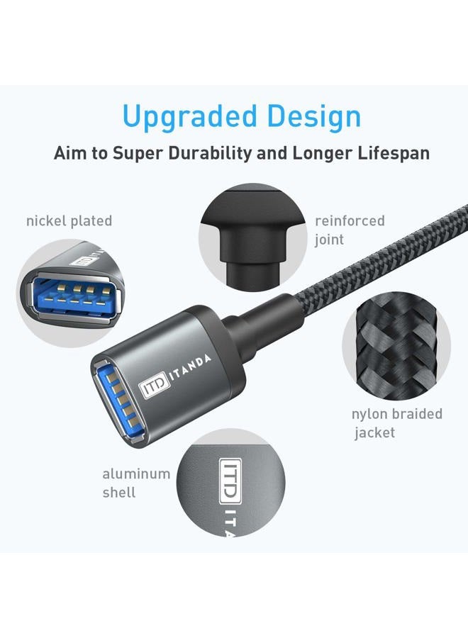 ITD ITANDA USB Extension Cable 1.5FT USB 3.0 Extension Cord Type A Male to Female 5Gbps Data Transfer for Keyboard, Mouse, Playstation, Xbox, Flash Drive, Printer, Camera and More (1.5FT, Grey) - Image 3