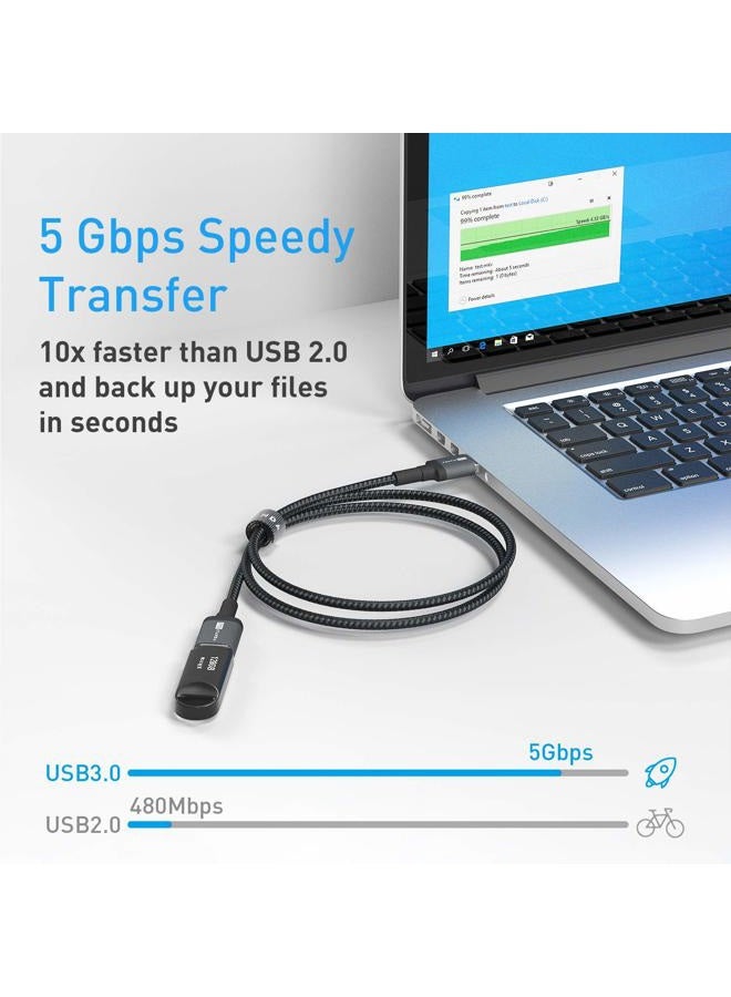 ITD ITANDA USB Extension Cable 1.5FT USB 3.0 Extension Cord Type A Male to Female 5Gbps Data Transfer for Keyboard, Mouse, Playstation, Xbox, Flash Drive, Printer, Camera and More (1.5FT, Grey) - Image 2