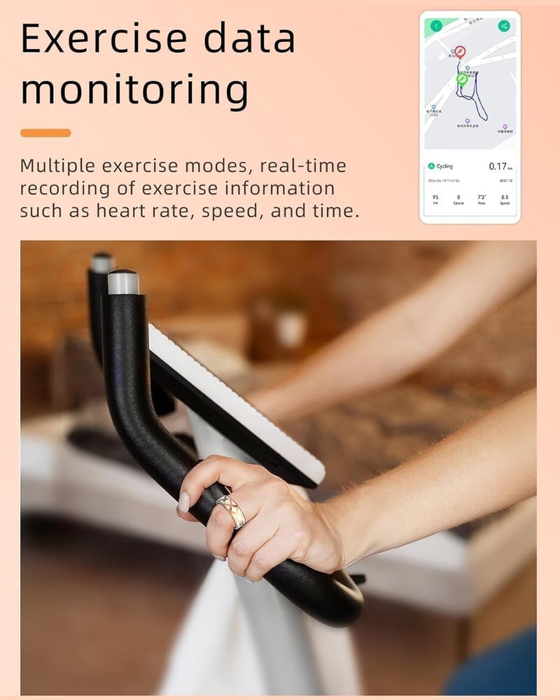 حلقة اللياقة البدنية تتبع صحة معدل ضربات القلب، قياس الأكسجة، النوم، رصد السعرات الحرارية للتمرين، تتبع جميع مؤشرات الصحة المهمة الخاصة بك، متوافق مع نظام التشغيل iOS و Android (المينا، 11) - Image 4
