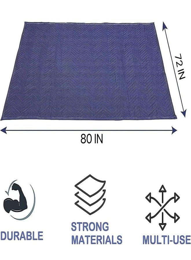 U HOMOVING 1 Pack Moving Blankets Heavy Duty 80"x72" Quilted Packing Blankets for Moving Furniture Padded Shipping Furniture Mover Blankets Blue - Image 2