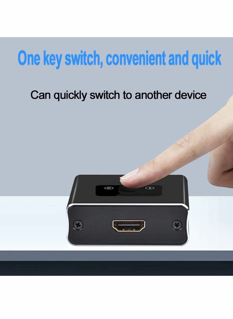 Excefore - HDMI Switch, HDMI 2.0 Splitter 2 x 1/1 x 2. No External Power Required Aluminum Alloy 60Hz Support 4K 3D HD 1080P for Xbox PS4 Roku HDTV, HDMI Switcher 2 Input 1 Output - Image 1