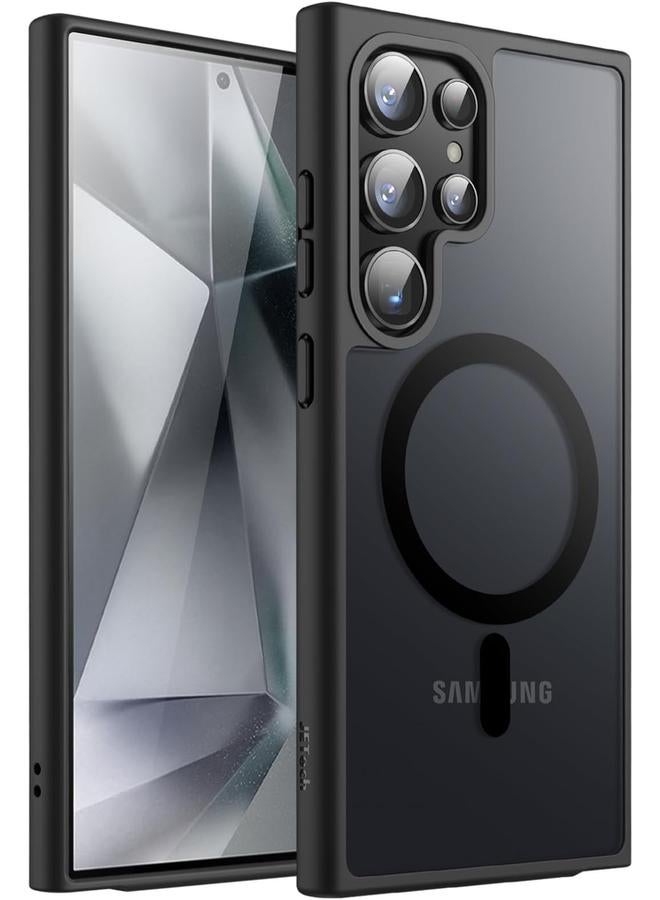 جي تيك جراب مغناطيسي لهاتف Samsung Galaxy S24 Ultra 5G متوافق مع Magsafe، غطاء خلفي شفاف غير لامع مقاوم للصدمات، أسود - Image 1