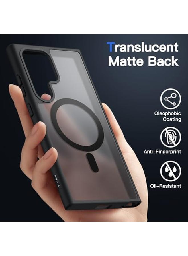 جي تيك جراب مغناطيسي لهاتف Samsung Galaxy S24 Ultra 5G متوافق مع Magsafe، غطاء خلفي شفاف غير لامع مقاوم للصدمات، أسود - Image 4