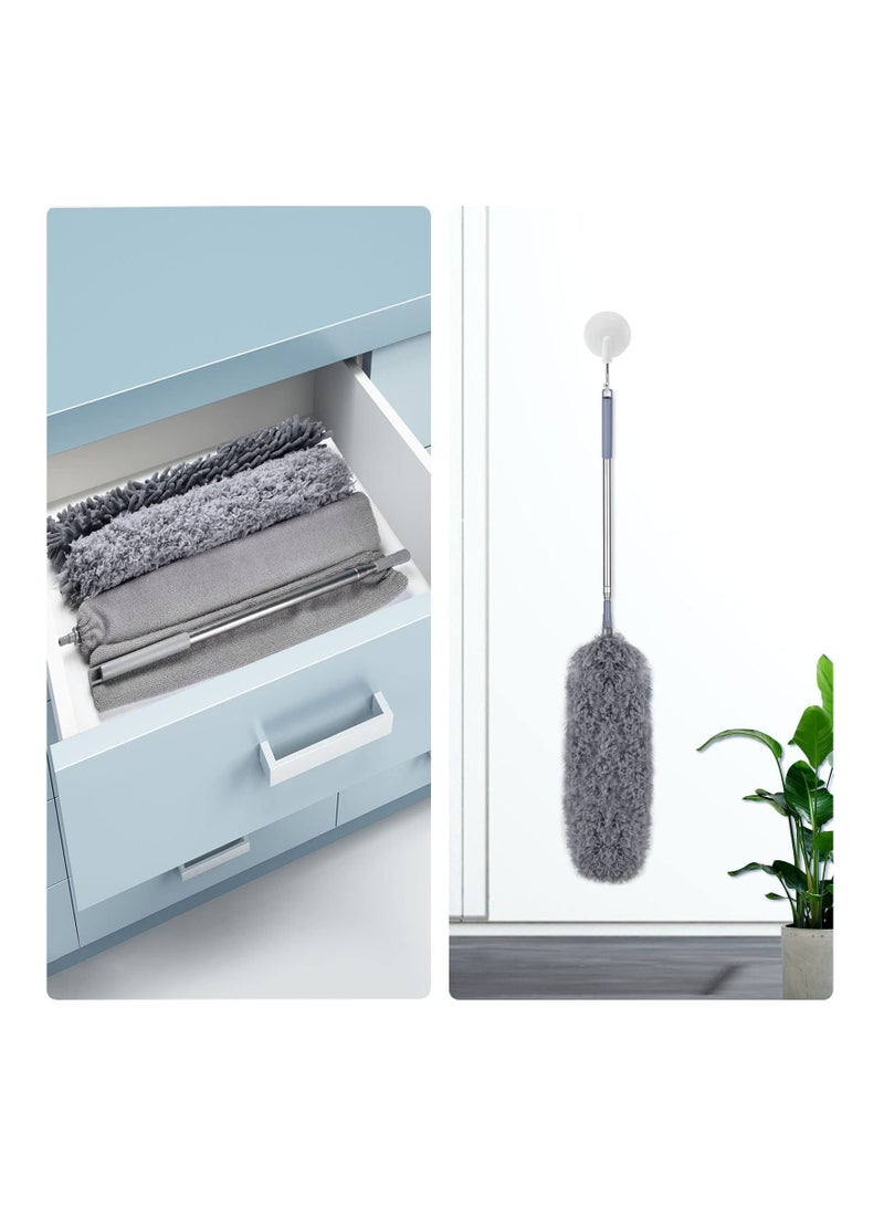 Loquat Dusters for Cleaning High Ceiling Fan Microfiber Duster with Extension Pole 30-100 Inches Retractable Gap Dust Brush Cleaner Long Feather Duster for Cleaning Cobweb Blinds Furniture - Image 5