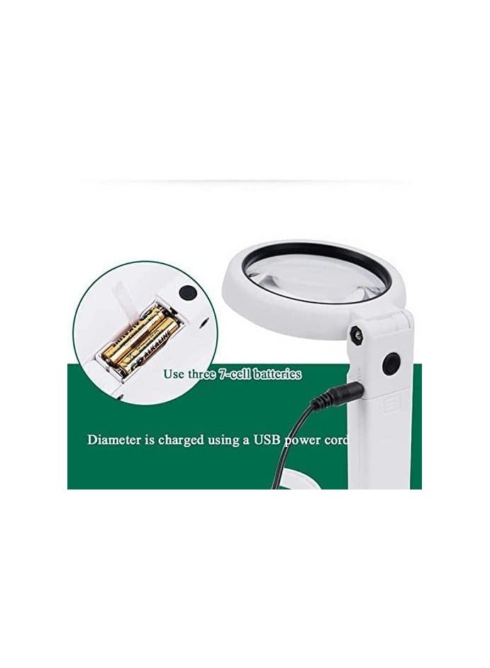 عدسة مكبرة للقراءة لكبار السن مصباح مكبر LED من ، 5 × 11 عدسة مكبرة، مصباح طاولة مزدوج الاستخدام، حامل فائق السطوع، مانع للانزلاق، 8 عدسات مكبرة LED - Image 2