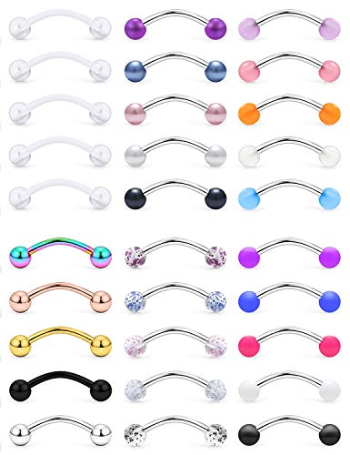 SCERRING 16G Rook Earrings Eyebrow Rings Tragus Helix Daith Lip Ring Barbell Body Piercing Jewelry Retainer 6mm 30PCS - Image 1