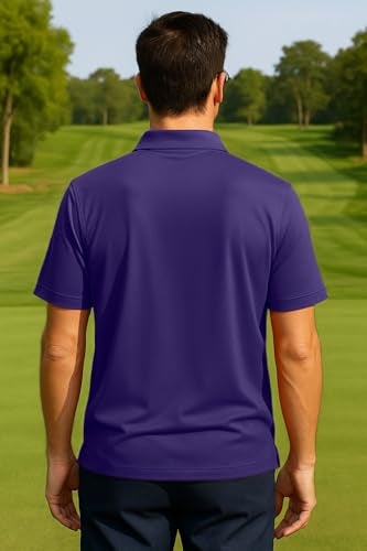 Opna Mens Dry-Fit Golf Polo Shirts,Purple,Large - Image 3