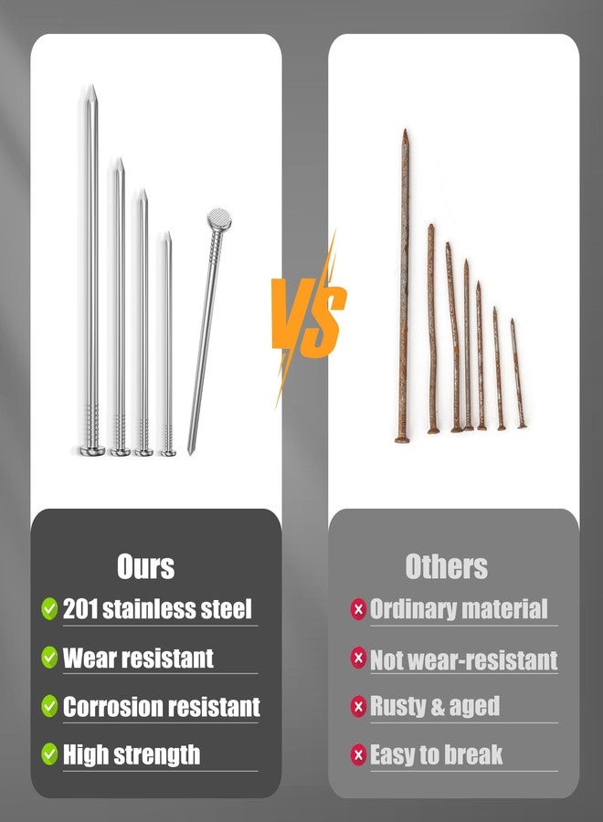VGBUY 800PCS Stainless Steel Hardware Nails - 1 Inch Flat Head Nails for Hanging Pictures, Wall & Wood Finishing - Image 5