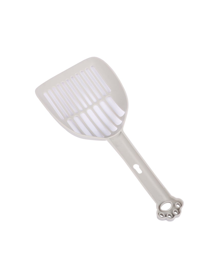 HAPPY PUSS cat litter scoop, plastic cat litter pet shovel, durable pet poop scoop, with long and strong plastic handle, litter cleaning Tool, stylish pet accessories, cat paw design-Grey color - Image 1