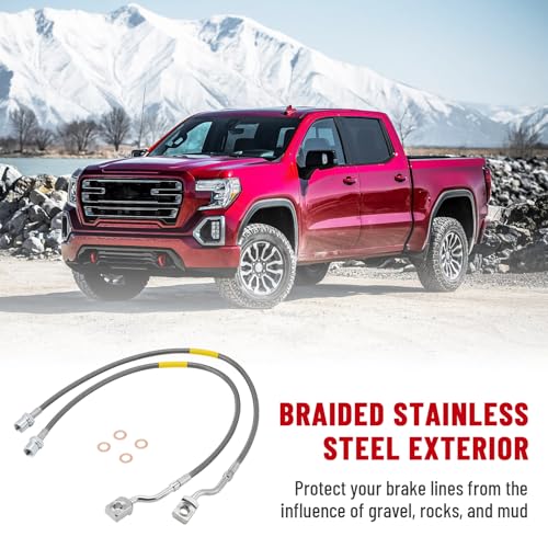 Racewill 2 PCS Front Brake Lines 89370 Compatible with Chevy Silverado GMC Sierra 1500 2007-2019/2500 3500HD 2011-2019 - Image 4
