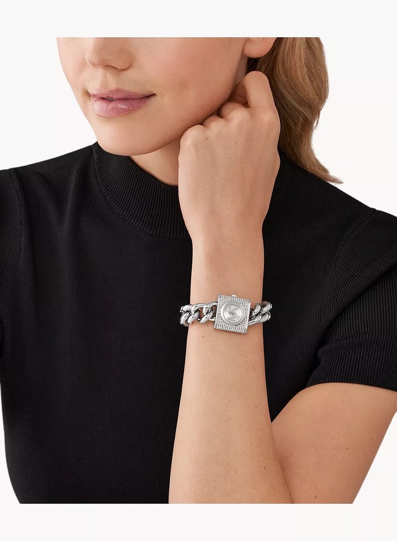 ام كي ساعة نسائية من الفولاذ المقاوم للصدأ باللون الفضي مع قفل سلسلة Mk - MK4718 - Image 4