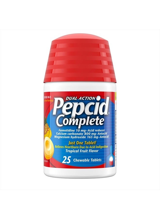 Pepcid Complete Acid Reducer with Antacid Chewable, 10 mg Famotidine, 800 mg Calcium Carbonate And 165 mg Magnesium Hydroxide - 25 Cap  - Image 1