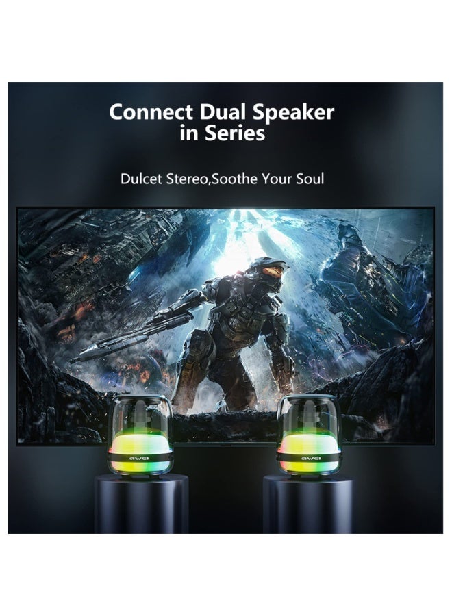 AWEI Y386 Portable Bluetooth Speakers: Wireless, Dazzling Color Running Light Waterproof Outdoor Speakers, Best Bluetooth Speaker for Beach, Camping, and Hiking - Boombox (Black) - Image 5