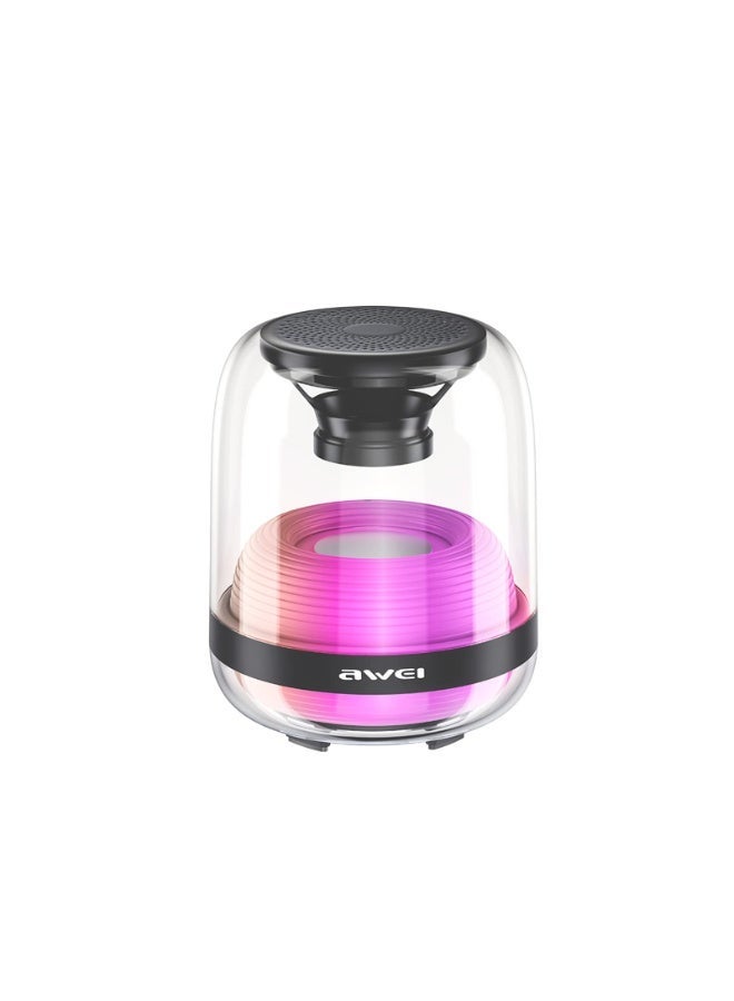 AWEI Y386 Portable Bluetooth Speakers: Wireless, Dazzling Color Running Light Waterproof Outdoor Speakers, Best Bluetooth Speaker for Beach, Camping, and Hiking - Boombox (Black) - Image 1