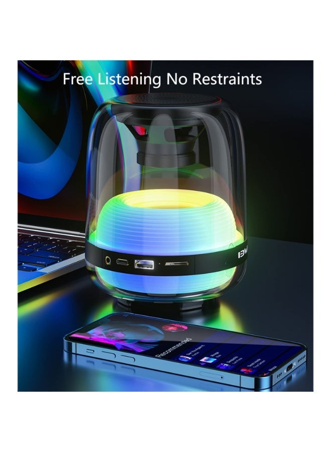 AWEI Y386 Portable Bluetooth Speakers: Wireless, Dazzling Color Running Light Waterproof Outdoor Speakers, Best Bluetooth Speaker for Beach, Camping, and Hiking - Boombox (Black) - Image 2