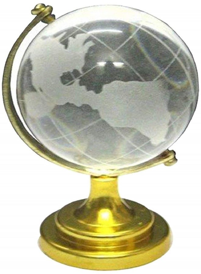 numeroastro Vastu | Feng Shui Crystal Globe With Golden Stand (9 Cms) (1 Pc) - Image 1