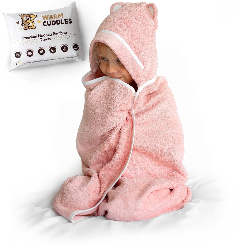 Premium Toddler Towels with Hood Rayon Made from Bamboo Toddler Bath Towel Large Hooded Towels for Toddlers Toddler Towels for Girl Boy Pink