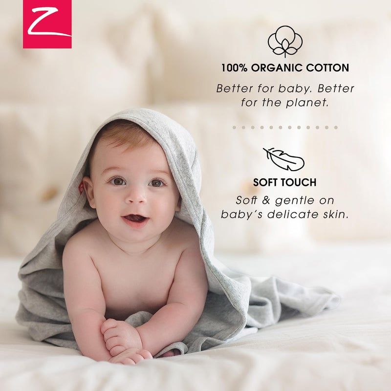 Zutano Hooded Baby Towels, Organic Cotton Baby Bath Towel, Ultra Soft and Absorbent Baby Towel for Newborn and Infant | Girl, Boy, and Unisex Towel Set, Unicorn Meadows, 2-Pack - Image 3