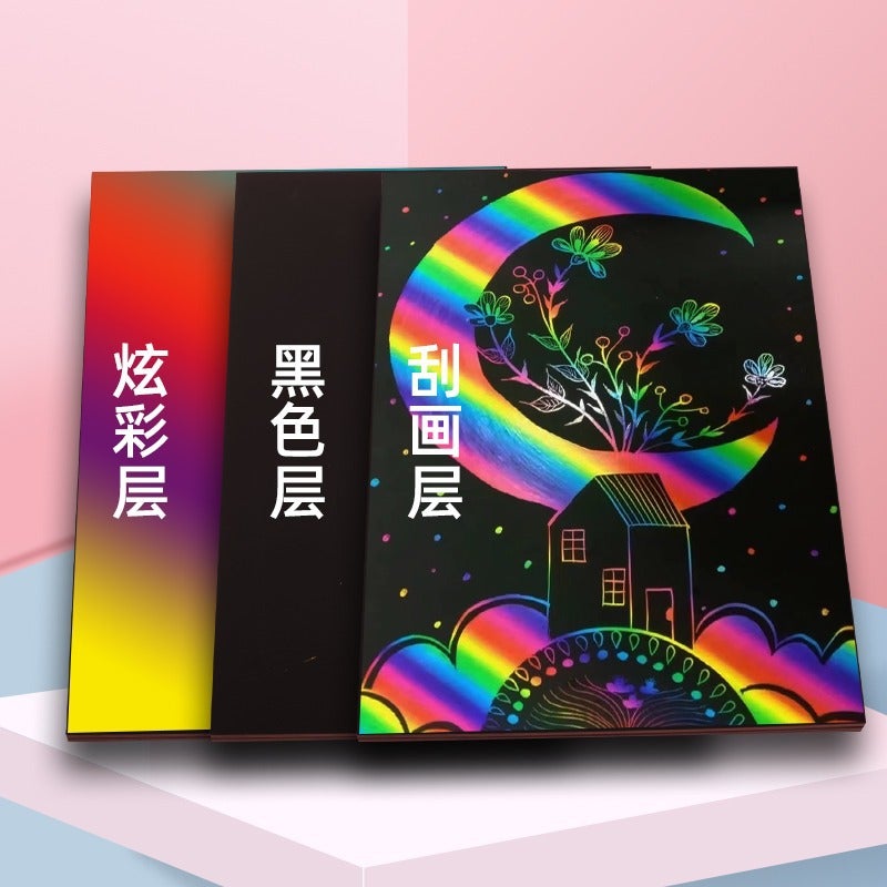 Colorful Scraping Paper Children'S Diy Handmade Color Handmade Scraping Painting Kindergarten Creative Graffiti Fun Scraping Book - Image 5