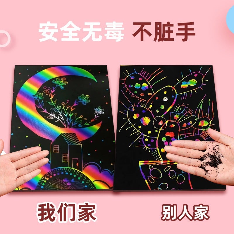 Colorful Scraping Paper Children'S Diy Handmade Color Handmade Scraping Painting Kindergarten Creative Graffiti Fun Scraping Book - Image 4