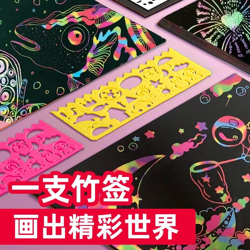 Colorful Scraping Paper Children'S Diy Handmade Color Handmade Scraping Painting Kindergarten Creative Graffiti Fun Scraping Book - Image 3