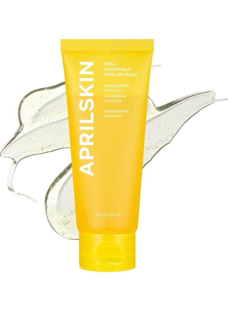 APRILSKIN Calendula Flower-Infused Facial Peel Off Mask, 3.52 fl. oz, PHA, BHA & Niacinamide gently exfoliates, removes impurities, improves uneven skin tone, and minimizes pores, Korean Skincare  - Image 1