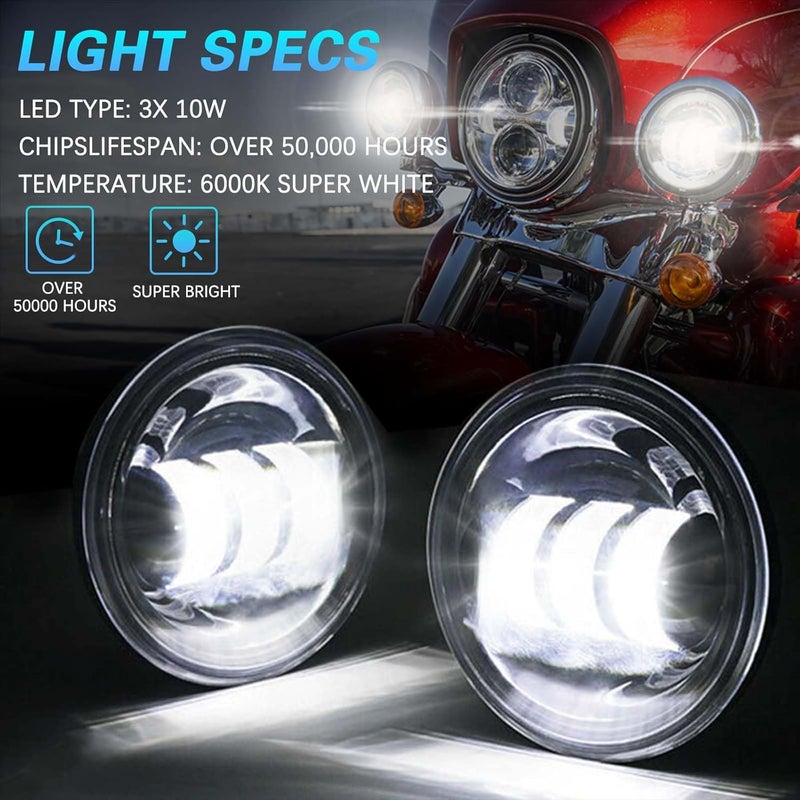 SKTYANTS 4.5 Inch LED Motorcycle Fog Lights - 30W Fog Lamp for Softail Electra Glide - Image 5
