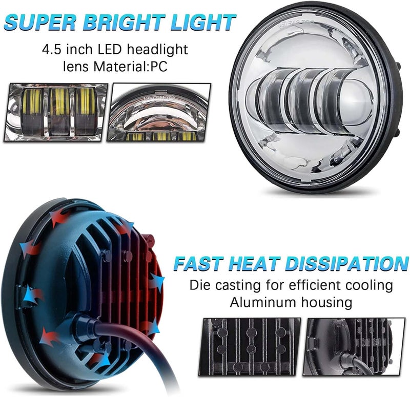 SKTYANTS 4.5 Inch LED Motorcycle Fog Lights - 30W Fog Lamp for Softail Electra Glide - Image 3