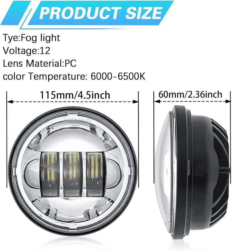 SKTYANTS 4.5 Inch LED Motorcycle Fog Lights - 30W Fog Lamp for Softail Electra Glide - Image 2