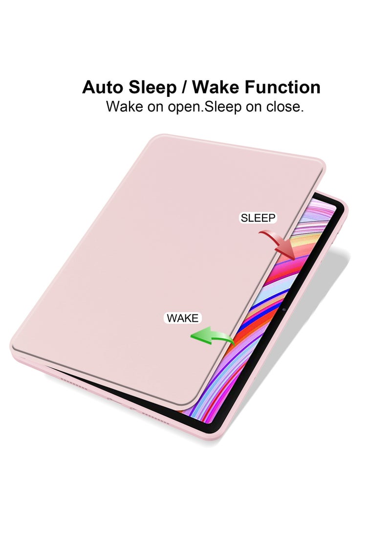 يوارب كينج - غطاء دوار متوافق مع Redmi Pad Pro 12.1 بوصة / Xiaomi Poco Pad 12.1 بوصة ، غطاء حامل دوار 360 درجة ، غطاء قابل للعرض متعدد الزوايا مع حامل قلم رصاص وردي - Image 1