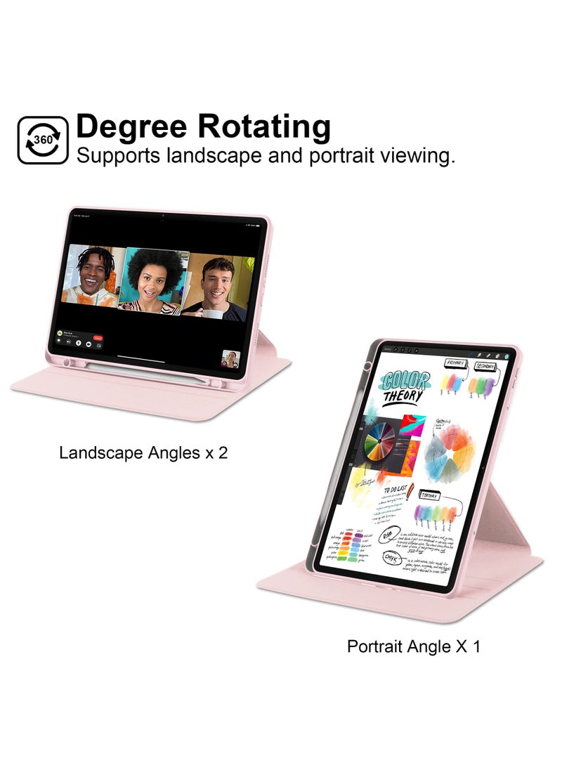 يوارب كينج - غطاء دوار متوافق مع Redmi Pad Pro 12.1 بوصة / Xiaomi Poco Pad 12.1 بوصة ، غطاء حامل دوار 360 درجة ، غطاء قابل للعرض متعدد الزوايا مع حامل قلم رصاص وردي - Image 1