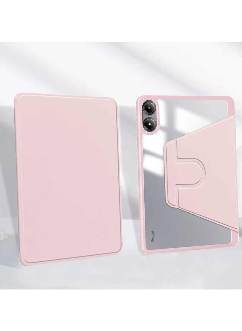 يوارب كينج - غطاء دوار متوافق مع Redmi Pad Pro 12.1 بوصة / Xiaomi Poco Pad 12.1 بوصة ، غطاء حامل دوار 360 درجة ، غطاء قابل للعرض متعدد الزوايا مع حامل قلم رصاص وردي - Image 1