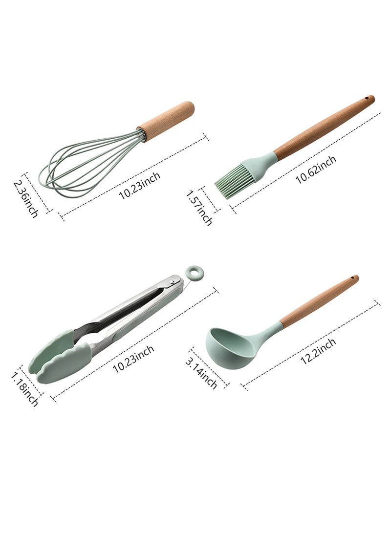 إسكدنيا طقم أدوات طهي للمطبخ مكون من 11 قطعة أخضر / بني - Image 3