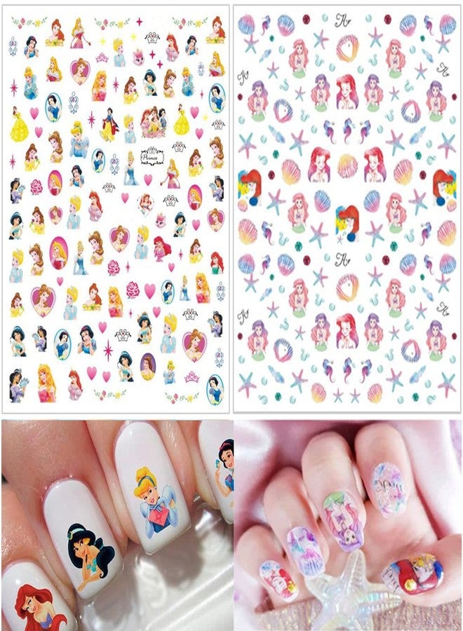 YKLWNN 8 Sheets Cute Cartoon Nail Art Stickers Decals 3D Self Adhesive Kawaii Mermaid Design Acrylic Nail Art Supplies Cartoon Nail Stickers for Women Girls DIY Cute Manicure Tips Decorations Accessories - Image 4