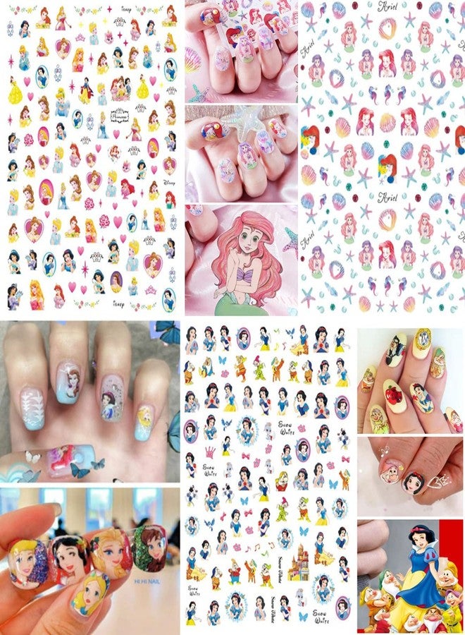 YKLWNN 8 Sheets Cute Cartoon Nail Art Stickers Decals 3D Self Adhesive Kawaii Mermaid Design Acrylic Nail Art Supplies Cartoon Nail Stickers for Women Girls DIY Cute Manicure Tips Decorations Accessories - Image 3