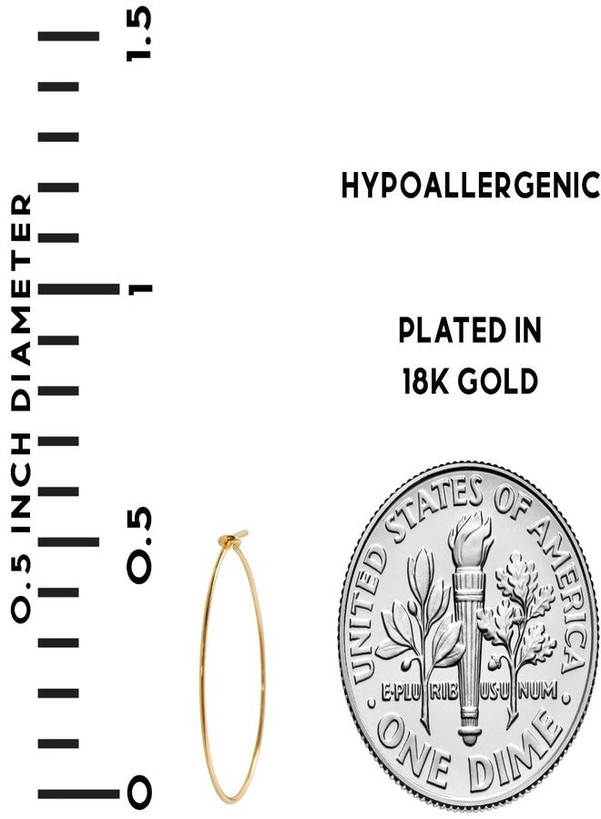 هامبل شيك نيويورك أقراط حلقية صغيرة أنيقة وبسيطة للنساء - أقراط متدلية خفيفة الوزن ومضادة للحساسية، مطلية بالذهب عيار 18 قيراطًا - 0.5 بوصة - Image 4