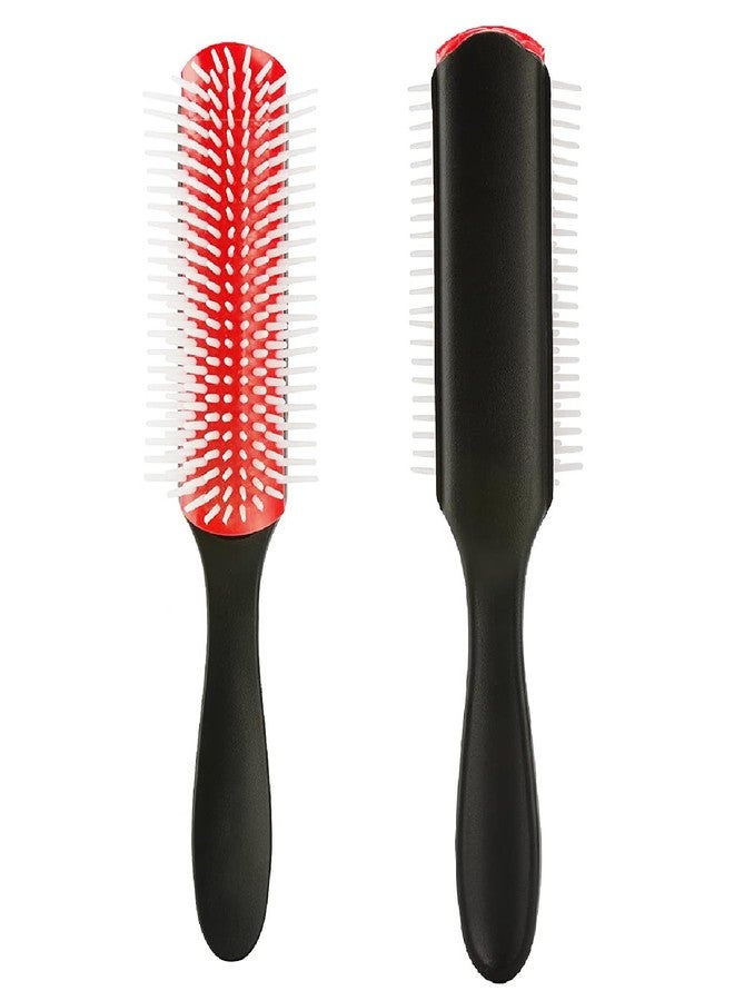 NuAngela 9 Rows Hair Brush, Easy Clean Removable Hairbrush For Styling Detangling Shaping Smoothing Blow-Drying Separating,Defining Curls For Curly Hair… (Red) - Image 1