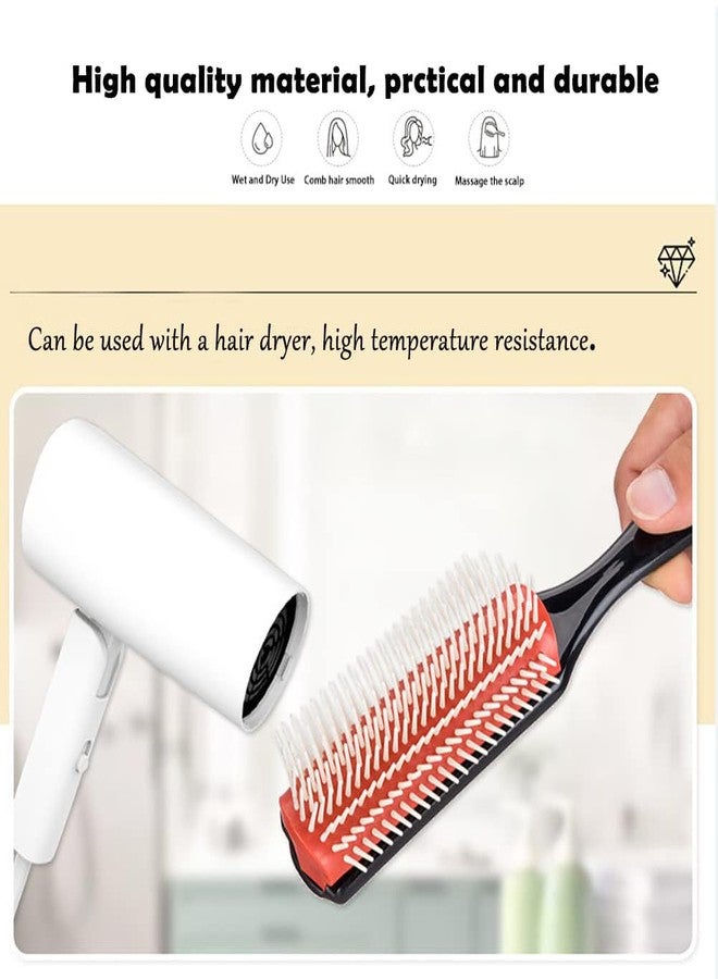 NuAngela 9 Rows Hair Brush, Easy Clean Removable Hairbrush For Styling Detangling Shaping Smoothing Blow-Drying Separating,Defining Curls For Curly Hair… (Red) - Image 5