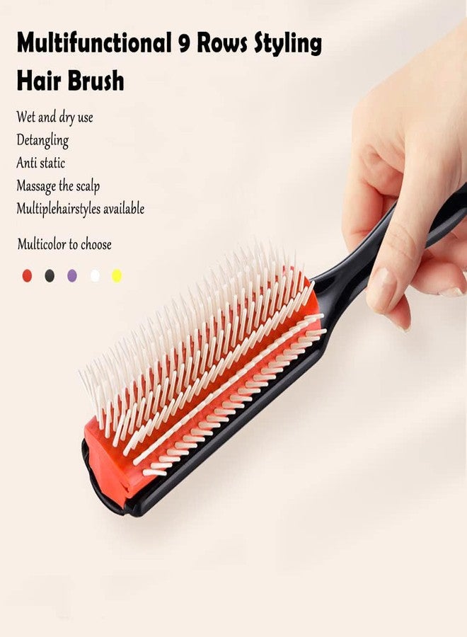 NuAngela 9 Rows Hair Brush, Easy Clean Removable Hairbrush For Styling Detangling Shaping Smoothing Blow-Drying Separating,Defining Curls For Curly Hair… (Red) - Image 4