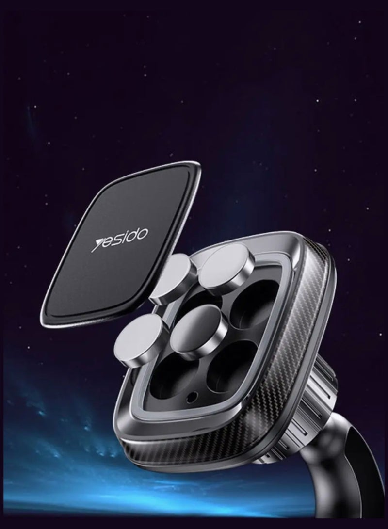 يسيدو حامل هاتف مغناطيسي عالمي للسيارة 2 في 1 من Yesido GA12، قاعدة شفط مغناطيسية للوحة القيادة وفتحة التهوية - أسود - Image 3