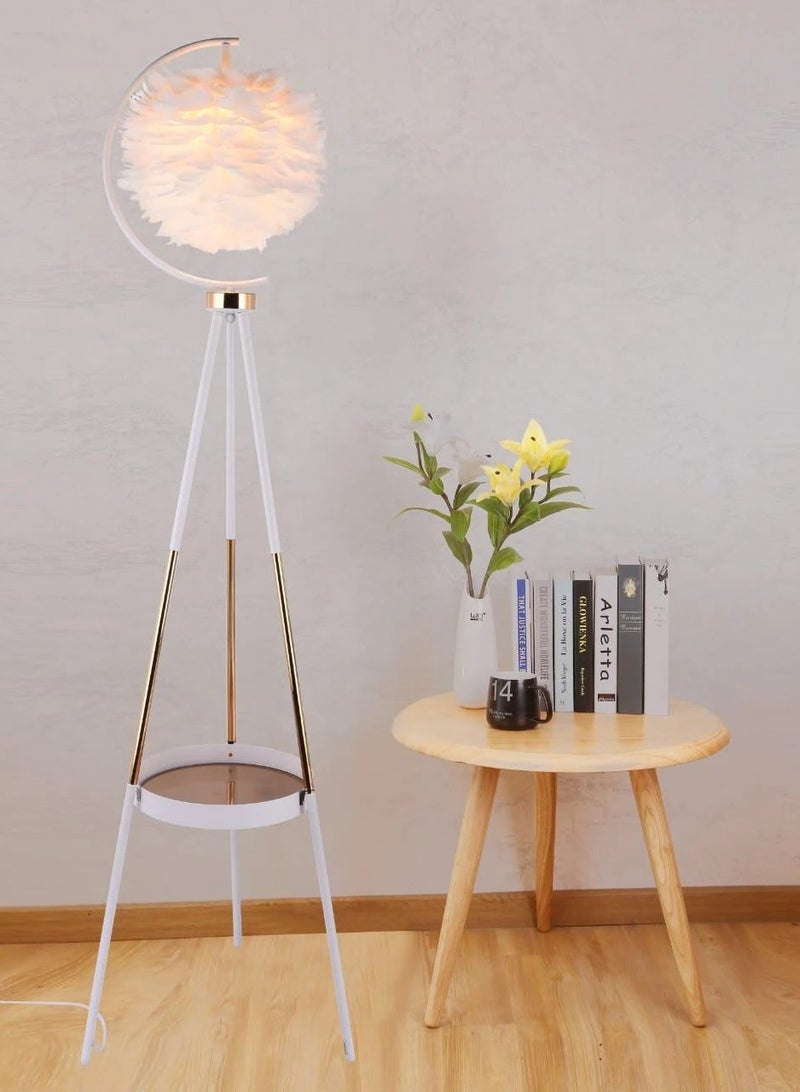 ICTC Floor lamp Golden color with feather shade 165 cm reliable modern design suitable for home or office