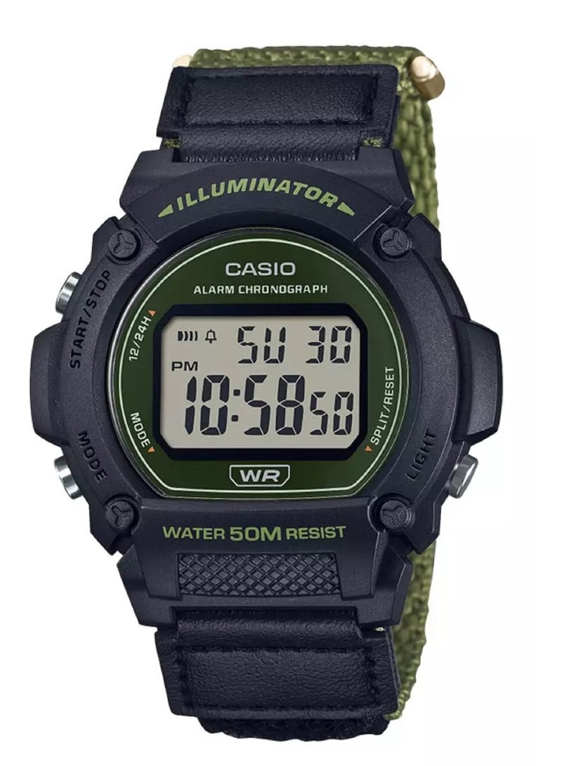 CASIO CASIO Men's Analog Watch Black Cloth Strap W-219HB-3AVDF  - Image 1