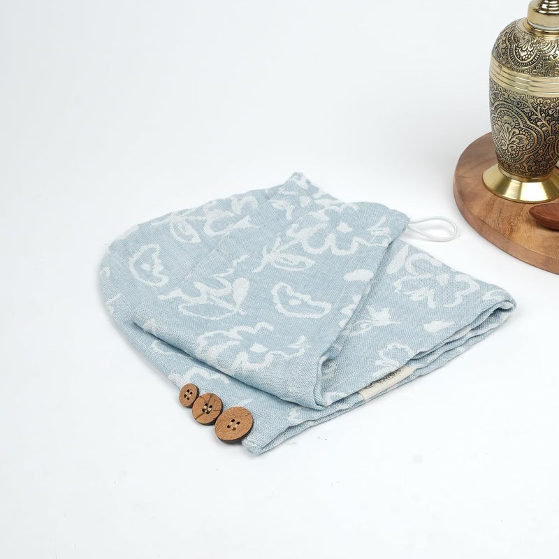 Doctor Towels Doctor Towels CottonBanana Yarn Hair TowelHair Wrap For Women 300 TC Towel For Long Short Hair AntiFrizz Shower Hair Towels With Button QuickDrying Hair Cap Blue Floral Towel Pack Of 1 - Image 4
