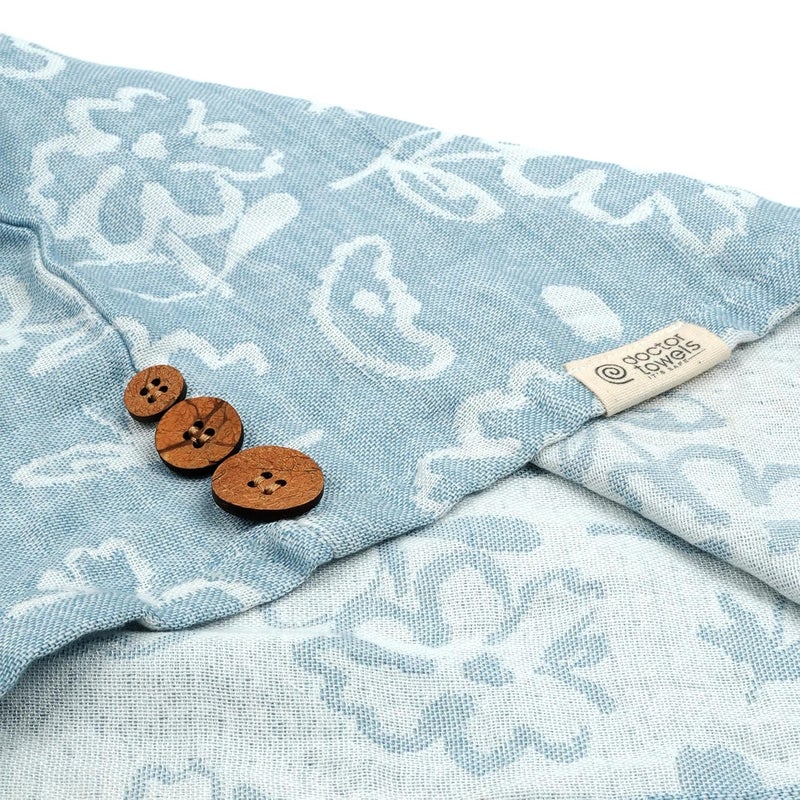 Doctor Towels Doctor Towels CottonBanana Yarn Hair TowelHair Wrap For Women 300 TC Towel For Long Short Hair AntiFrizz Shower Hair Towels With Button QuickDrying Hair Cap Blue Floral Towel Pack Of 1 - Image 5