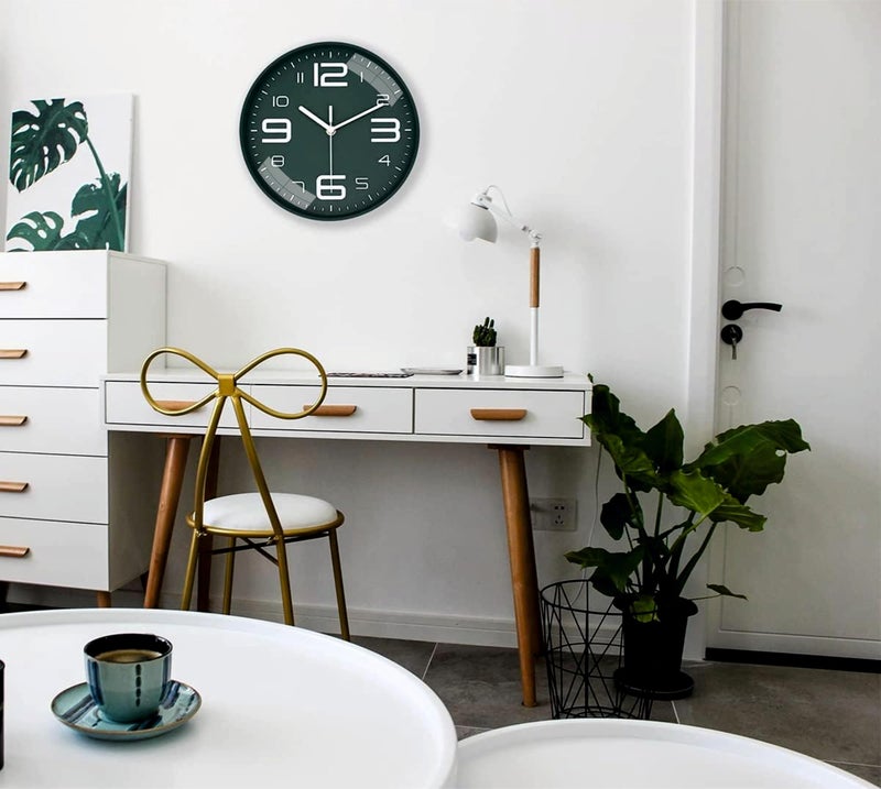 Rylan Plastic Wall Clock 12" Silent Quartz Decorative Latest Wall Clock Non-Ticking Classic Clock Battery Operated Round Easy to Read for Room/Home/Kitchen/Bedroom/Office/School, Analog, Green - Image 3