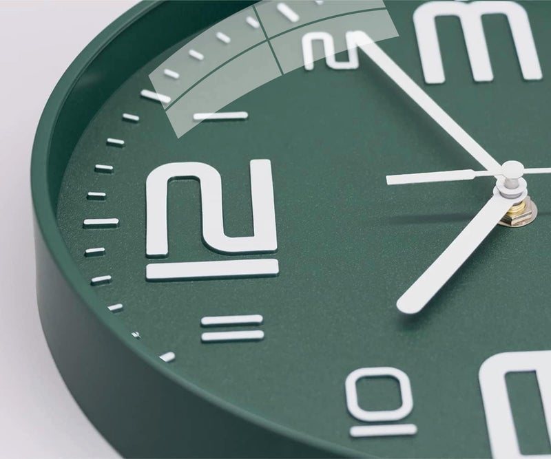 Rylan Plastic Wall Clock 12" Silent Quartz Decorative Latest Wall Clock Non-Ticking Classic Clock Battery Operated Round Easy to Read for Room/Home/Kitchen/Bedroom/Office/School, Analog, Green - Image 2
