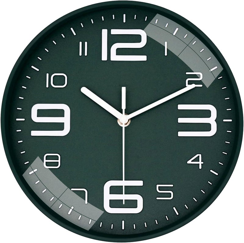 Rylan Plastic Wall Clock 12" Silent Quartz Decorative Latest Wall Clock Non-Ticking Classic Clock Battery Operated Round Easy to Read for Room/Home/Kitchen/Bedroom/Office/School, Analog, Green - Image 1