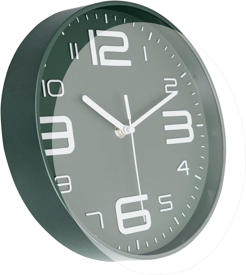 Rylan Plastic Wall Clock 12" Silent Quartz Decorative Latest Wall Clock Non-Ticking Classic Clock Battery Operated Round Easy to Read for Room/Home/Kitchen/Bedroom/Office/School, Analog, Green - Image 5