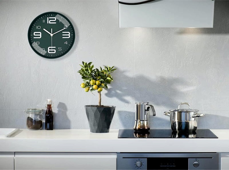 Rylan Plastic Wall Clock 12" Silent Quartz Decorative Latest Wall Clock Non-Ticking Classic Clock Battery Operated Round Easy to Read for Room/Home/Kitchen/Bedroom/Office/School, Analog, Green - Image 4