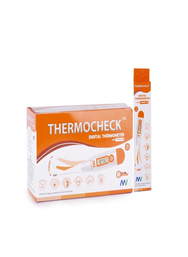 ميدفيجن مقياس حرارة رقمي من ثيرمو تشيك، طرف مرن، وضع مزدوج، شاشة عرض واضحة، منبه، ذاكرة، مقاوم للماء، إيقاف تشغيل تلقائي، دقة +/- 0.1 درجة مئوية، مثالي للأطفال، قراءات سريعة، معتمد من هيئة مراقبة المواد الكيميائية في جنوب إفريقيا (CDSCO). (عبوة من قطعتين) - Image 4